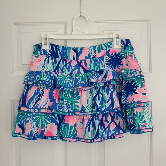 Lilly Pulitzer Luxletic UPF 50+ Emalee Ruffled Jet Stream Skort Women's Large - Picture 4 of 11